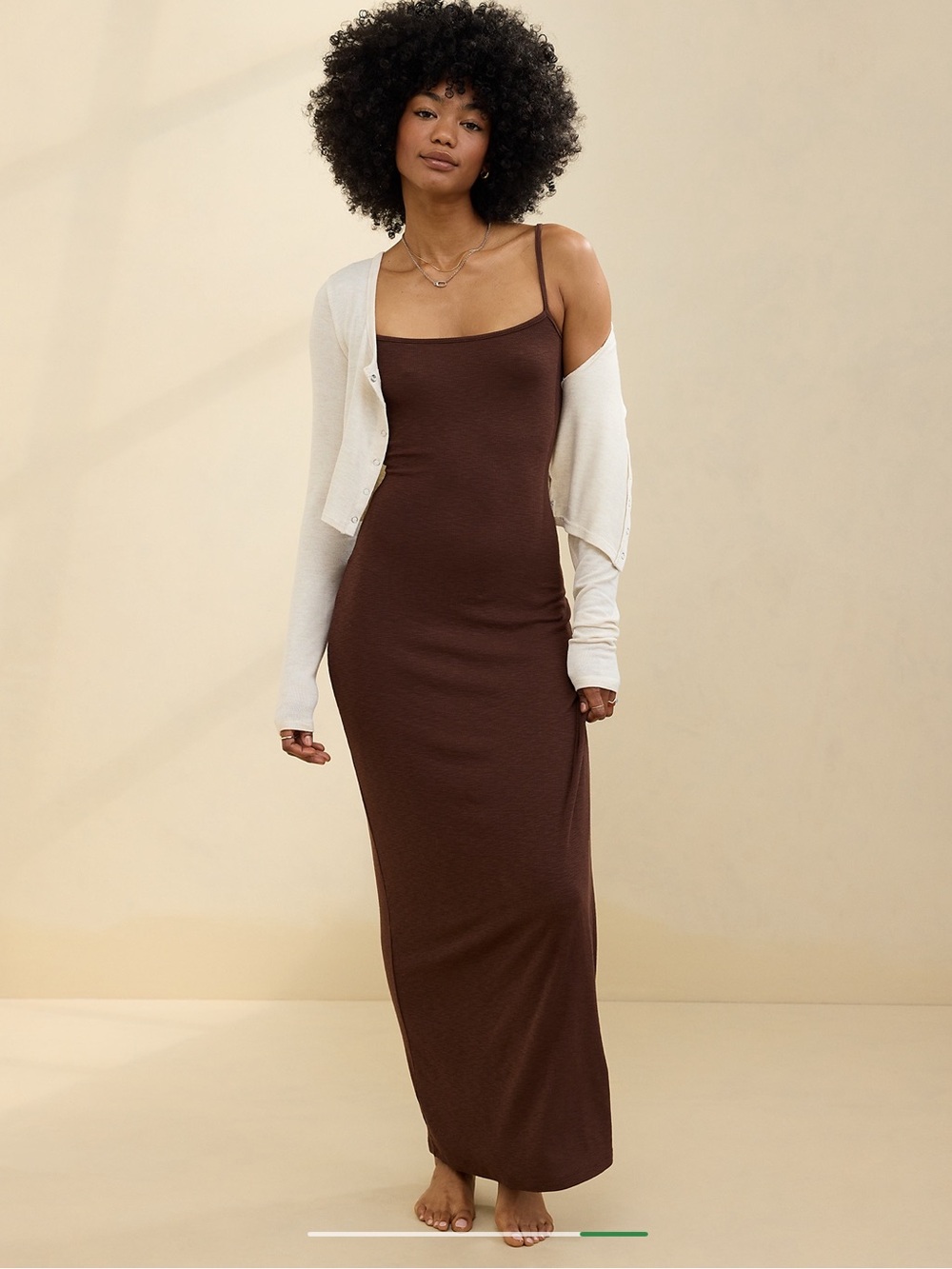 aerie Chocolate Brown Slip Maxi Dress